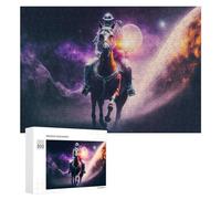 Puzzles pour Adolescents 300 PCS Astronaut Riding Horse in Space Puzzles pour Adultes Jeu De Réflexion Décoration Intérieure Activités Amusantes À La Maison 300 PCS