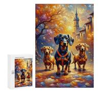 Puzzles pour Adolescents 300 PCS Autumn Dachshund Trio Puzzles Jeux De Détente Décoration Parfaite Cadeaux Uniques d'anniversaire Et De Noël 300 PCS