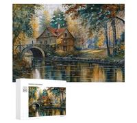 Puzzles pour Adolescents 300 PCS Autumn Mill by The River Puzzles pour Adultes Jeu De Réflexion Décoration Intérieure Activités Amusantes À La Maison 300 PCS