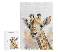 Puzzles pour Adolescents 300 PCS Baby Giraffe Watercolor Puzzles pour Adolescents Jeux Relaxants Assemblage De Motifs Cadeaux Uniques d'anniversaire Et De Noël 300 PCS