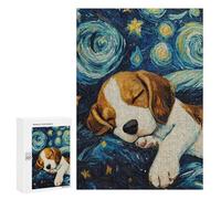 Puzzles pour Adolescents 300 PCS Beagle Puppy Starry Night Puzzles pour Adolescents, Jouets Anti-Stress, Décoration Murale, Cadeaux d'anniversaire Et De Noël Uniques 300 PCS