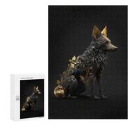 Puzzles pour Adolescents 300 PCS Black and Gold Fox Casse-têtes pour Adultes Jeu De Réflexion Assemblage De Motifs Interaction Parent-Enfant 300 PCS
