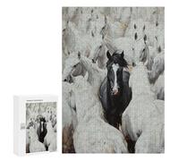 Puzzles pour Adolescents 300 PCS Black Horse Among White Ones-3 Puzzles pour Adolescents Améliorent La Mémoire Difficiles À Compléter Jeux Stimulants 300 PCS