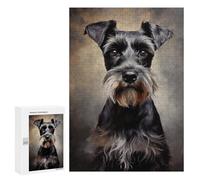 Puzzles pour Adolescents 300 PCS Black Miniature Schnauzer Portrait Puzzles pour Adolescents Jeux Relaxants Assemblage De Motifs Cadeaux Uniques d'anniversaire Et De Noël 300 PCS