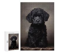Puzzles pour Adolescents 300 PCS Black Poodle Puppy Portrai Puzzles, Jeux Amusants, Assemblage De Motifs, Cadeaux Uniques d'anniversaire Et De Noël 300 PCS