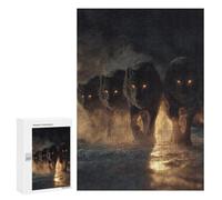 Puzzles pour Adolescents 300 PCS Black Wolves in Mist Puzzles pour Adultes Activités Familiales Interaction Parent-Enfant Jeu Au Design Élégant 300 PCS