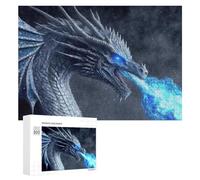 Puzzles pour Adolescents 300 PCS Blue Dragon Breathing Ice Fantasy Art Puzzles pour Adultes Jeux Relaxants Découpe De Précision Jeu Stimulant Cadeaux 300 PCS