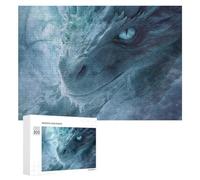 Puzzles pour Adolescents 300 PCS Blue Eyed White Dragon Puzzles, Jeux Amusants, Assemblage De Motifs, Cadeaux Uniques d'anniversaire Et De Noël 300 PCS