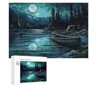 Puzzles pour Adolescents 300 PCS Boat in The Night Casse-tête pour Adultes, Jeu De Réflexion Difficile, Original, Cadeau d'anniversaire 300 PCS