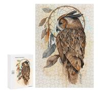 Puzzles pour Adolescents 300 PCS Boho Dream Catcher Owl Puzzle pour Adultes Jeux Relaxants Décoration Murale pour Les Joueurs 300 PCS