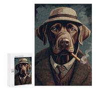 Puzzles pour Adolescents 300 PCS Brown Labrador Gangster Puzzles pour Adolescents Jeux Relaxants Assemblage De Motifs Cadeaux Uniques d'anniversaire Et De Noël 300 PCS