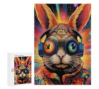 Puzzles pour Adolescents 300 PCS Bunny Headphones Art Puzzle Anti-Stress, Jouet Idéal pour Une Décoration Amusante À La Maison, 300 PCS