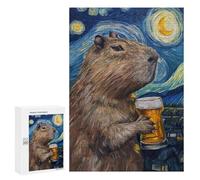 Puzzles pour Adolescents 300 PCS Capybara Drinking Beer Puzzles pour Adolescents, Jouets À Faire Soi-même, Activités Amusantes À La Maison pour Passer Le Temps, 300 PCS