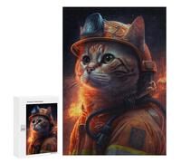Puzzles pour Adolescents 300 PCS Cat Firefighter Hero Puzzles pour Adultes Jeu Familial Décoration Parfaite Difficile À Compléter 300 PCS