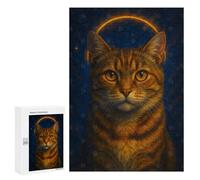 Puzzles pour Adolescents 300 PCS Celestial Tabby Cat Portrait Puzzles pour Adultes - Jeu Manuel Anti-Stress - Cadeaux Uniques pour Anniversaire Et Noël 300 PCS