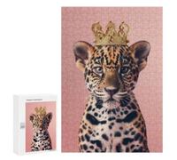 Puzzles pour Adolescents 300 PCS Cheetah King Pastel Crown Puzzles pour Adultes Jeu Familial Décoration Parfaite Difficile À Compléter 300 PCS