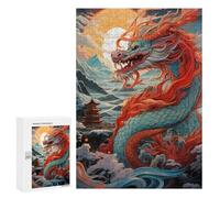 Puzzles pour Adolescents 300 PCS Chinese Dragon Snowy Landscape Puzzles pour Adultes Assemblage De Modèles De Puzzles Défi À Réaliser Soirée Jeux Et Divertissement en Famille 300 PCS