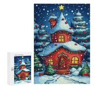 Puzzles pour Adolescents 300 PCS Christmas Cottage Tree Puzzles pour Adolescents, Jouets Anti-Stress, Décoration Murale, Cadeaux d'anniversaire Et De Noël Uniques 300 PCS