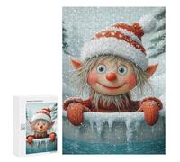 Puzzles pour Adolescents 300 PCS Christmas Elf in Snow Puzzles pour Adultes Jeu Familial Décoration Parfaite Difficile À Compléter 300 PCS