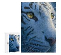 Puzzles pour Adolescents 300 PCS Close-up of A White Tiger Face Puzzles, Jeux Amusants, Assemblage De Motifs, Cadeaux Uniques d'anniversaire Et De Noël 300 PCS