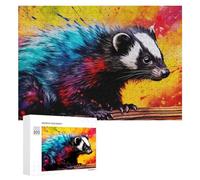Puzzles pour Adolescents 300 PCS Colorful Badger Artwork Puzzle Anti-Stress, Jouet Idéal pour Une Décoration Amusante À La Maison, 300 PCS