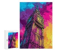Puzzles pour Adolescents 300 PCS Colorful Big Ben Art Print Puzzles pour Adultes Assemblage De Modèles De Puzzles Défi À Réaliser Soirée Jeux Et Divertissement en Famille 300 PCS