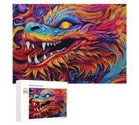 Puzzles pour Adolescents 300 PCS Colorful Dragon Head Illustration Puzzle Anti-Stress, Jouet Idéal pour Une Décoration Amusante À La Maison, 300 PCS
