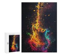 Puzzles pour Adolescents 300 PCS Colorful Electric Guitar Artwork Puzzles pour Adultes Assemblage De Modèles De Puzzles Défi À Réaliser Soirée Jeux Et Divertissement en Famille 300 PCS