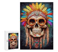 Puzzles pour Adolescents 300 PCS Colorful Feathered Skull Art Puzzles pour Adultes Jeux Relaxants Découpe De Précision Jeu Stimulant Cadeaux 300 PCS