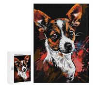 Puzzles pour Adolescents 300 PCS Colorful Jack Russell Art Print Puzzles pour Adultes Assemblage De Modèles De Puzzles Défi À Réaliser Soirée Jeux Et Divertissement en Famille 300 PCS
