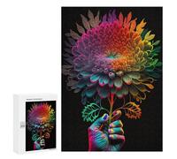 Puzzles pour Adolescents 300 PCS Colorful Rainbow Flower Art Puzzles pour Adolescents Améliorent La Mémoire Difficiles À Compléter Jeux Stimulants 300 PCS