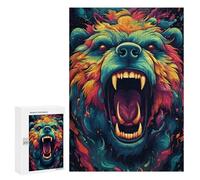 Puzzles pour Adolescents 300 PCS Colorful Roaring Bear Illustration Puzzles pour Adultes Jeux Relaxants Découpe De Précision Jeu Stimulant Cadeaux 300 PCS