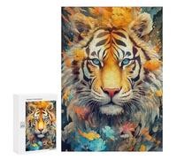 Puzzles pour Adolescents 300 PCS Colorful Tiger Portrait Artwork-2 Puzzles pour Adultes Activités Familiales Interaction Parent-Enfant Jeu Au Design Élégant 300 PCS