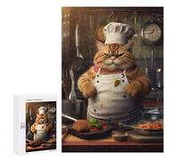 Puzzles pour Adolescents 300 PCS Cooking Cat Cook Chef Casse-têtes pour Adultes Jeu De Réflexion Assemblage De Motifs Interaction Parent-Enfant 300 PCS
