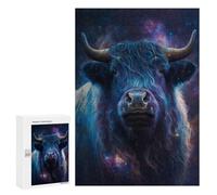 Puzzles pour Adolescents 300 PCS Cosmic Bull Portrait Jeu De Puzzle Familial Décoration Parfaite Cadeaux Uniques pour Un Anniversaire Et Noël 300 PCS