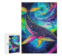 Puzzles pour Adolescents 300 PCS Cosmic Whale Colorful Nebula Jeu De Puzzle Familial Décoration Parfaite Cadeaux Uniques pour Un Anniversaire Et Noël 300 PCS