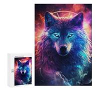 Puzzles pour Adolescents 300 PCS Cosmic Wolf Spirit Art Print Puzzles pour Adultes Assemblage De Modèles De Puzzles Défi À Réaliser Soirée Jeux Et Divertissement en Famille 300 PCS