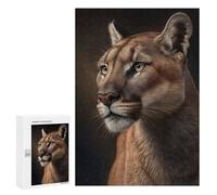 Puzzles pour Adolescents 300 PCS Cougar Portrait on Dark Casse-têtes pour Adultes Jeu De Réflexion Assemblage De Motifs Interaction Parent-Enfant 300 PCS