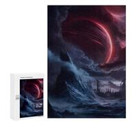 Puzzles pour Adolescents 300 PCS Crimson Planet Eclipse Puzzles pour Adultes Jouets Anti-Stress pour S'amuser en Famille Interaction Parent-Enfant 300 PCS