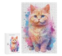 Puzzles pour Adolescents 300 PCS Cute British Shorthair Cat Casse-tête pour Adultes, Jeu De Réflexion Difficile, Original, Cadeau d'anniversaire 300 PCS