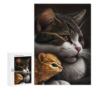 Puzzles pour Adolescents 300 PCS Cute Cat and Mouse Puzzles pour Adultes Jouets Anti-Stress pour S'amuser en Famille Interaction Parent-Enfant 300 PCS