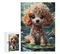 Puzzles pour Adolescents 300 PCS Cute Poodle on Lily Pad Animal Puzzles pour Adolescents - Jeu Familial - Décoration Murale - Interaction Parent-Enfant 300 PCS