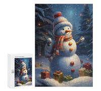 Puzzles pour Adolescents 300 PCS Cute Snowman Christmas Puzzles pour Adultes Jouets Anti-Stress pour S'amuser en Famille Interaction Parent-Enfant 300 PCS
