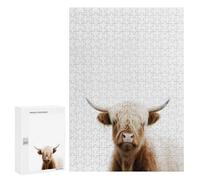 Puzzles pour Adolescents 300 PCS Cute Snowy Highland Cattle Casse-têtes pour Adultes Jeu De Réflexion Assemblage De Motifs Interaction Parent-Enfant 300 PCS