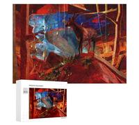 Puzzles pour Adolescents 300 PCS Deer in Abstract Forest Landscape Puzzles pour Adultes Jeu De Réflexion Décoration Intérieure Activités Amusantes À La Maison 300 PCS