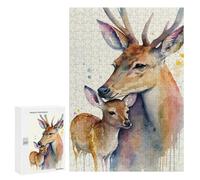 Puzzles pour Adolescents 300 PCS Deer Mother and Deer Baby Puzzles pour Adultes Jeux Relaxants Décoration Murale Activités Amusantes À La Maison 300 PCS