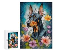 Puzzles pour Adolescents 300 PCS Doberman in Bloom Puzzles pour Adolescents, Jouets À Faire Soi-même, Activités Amusantes À La Maison pour Passer Le Temps, 300 PCS