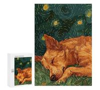 Puzzles pour Adolescents 300 PCS Dog Sleeping Under Starry Night Sky Puzzles pour Adultes Jeux De Société en Famille Améliorer La Mémoire Cadeaux d'anniversaire Uniques 300 PCS