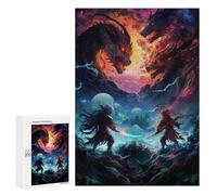 Puzzles pour Adolescents 300 PCS Dragon Battle Fantasy Artwork Puzzles pour Adultes Assemblage De Modèles De Puzzles Défi À Réaliser Soirée Jeux Et Divertissement en Famille 300 PCS