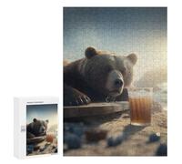 Puzzles pour Adolescents 300 PCS Drunk Bear with Beer Puzzles pour Adolescents, Jouets À Faire Soi-même, Activités Amusantes À La Maison pour Passer Le Temps, 300 PCS